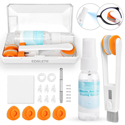 Glasses Cleaner Kit with Anti-Fog Spray, Microfiber Cloth & Repair Tools