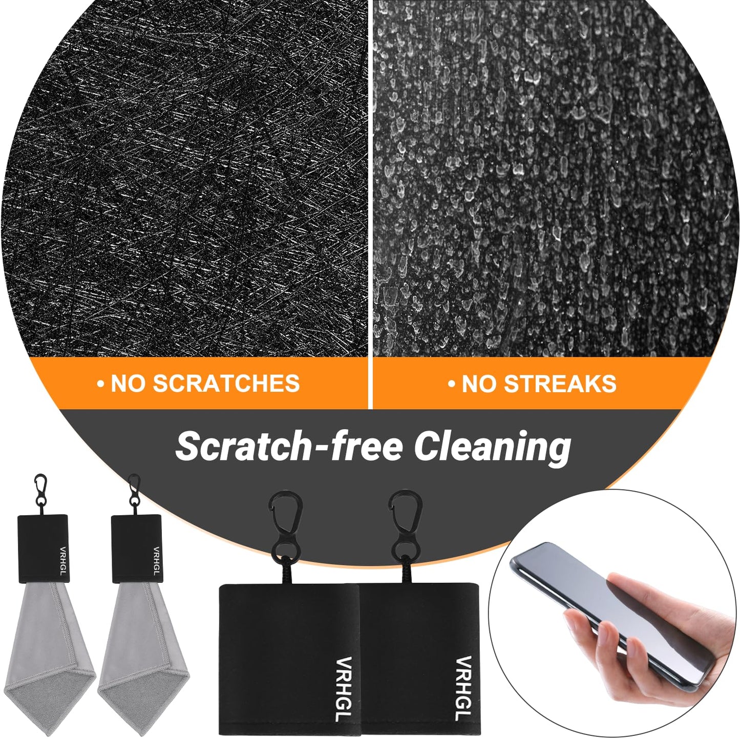 2-Sided Glasses Cleaner & Polishing Cloths Keychain – Portable Microfiber Lens Cleaning Kit (6x6 inch)