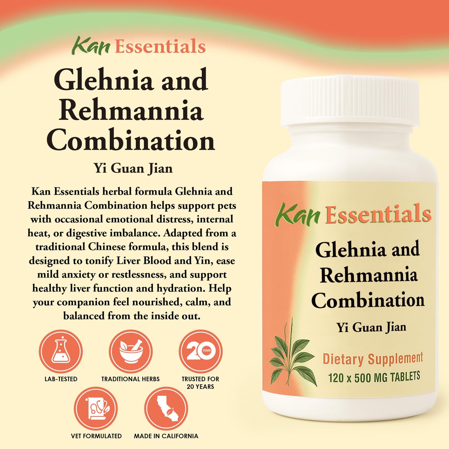 Glehnia and Rehmannia Combination 120 Tabs – Kan Essentials | Kan Herbs