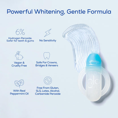 GLO Science Teeth Whitening Gel – 6% Hydrogen Peroxide, 10 Gel Vials + Lip Care
