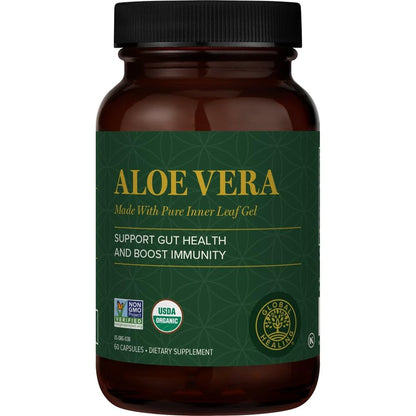 Global Healing Aloe Vera Bio-Active 200x Concentrate – Aloin-Free, 60 Capsules