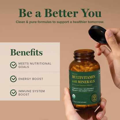 Global Healing Center USDA Organic Multivitamin – Women & Men, 120 Capsules