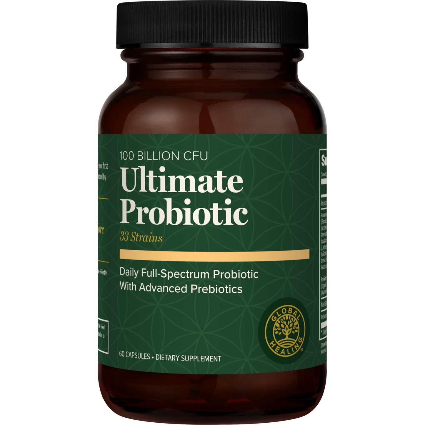 Global Healing Center Ultimate Probiotic Blend with Prebiotics — 100 Billion CFU, 60 Capsules