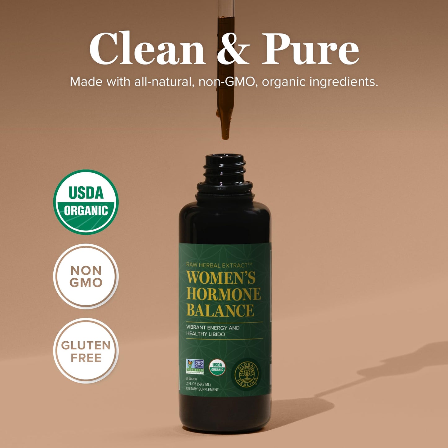 Global Healing Center Women's Hormone Balance Drops – Organic Liquid Supplement for Vitality, Mood & Metabolism
