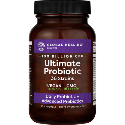 Global Healing Center Ultimate Probiotic Blend with Prebiotics — 100 Billion CFU, 60 Capsules