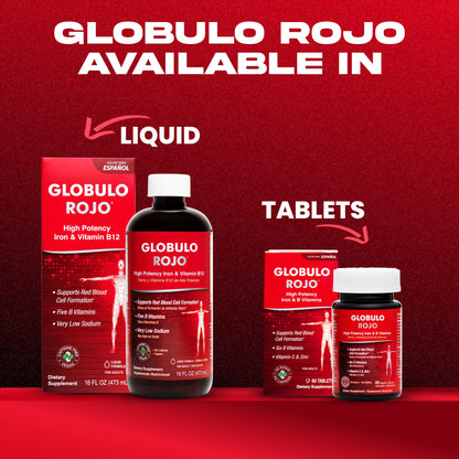 Globulo Rojo Iron Supplement – High-Potency Vegan Liquid Iron + B Vitamins, 16 Oz