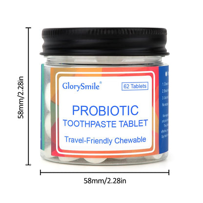 GlorySmile Toothpaste Tablets – Nano Hydroxyapatite with Probiotics, Fluoride-Free, Plastic-Free, Mint – 62ct Eco & Travel Friendly