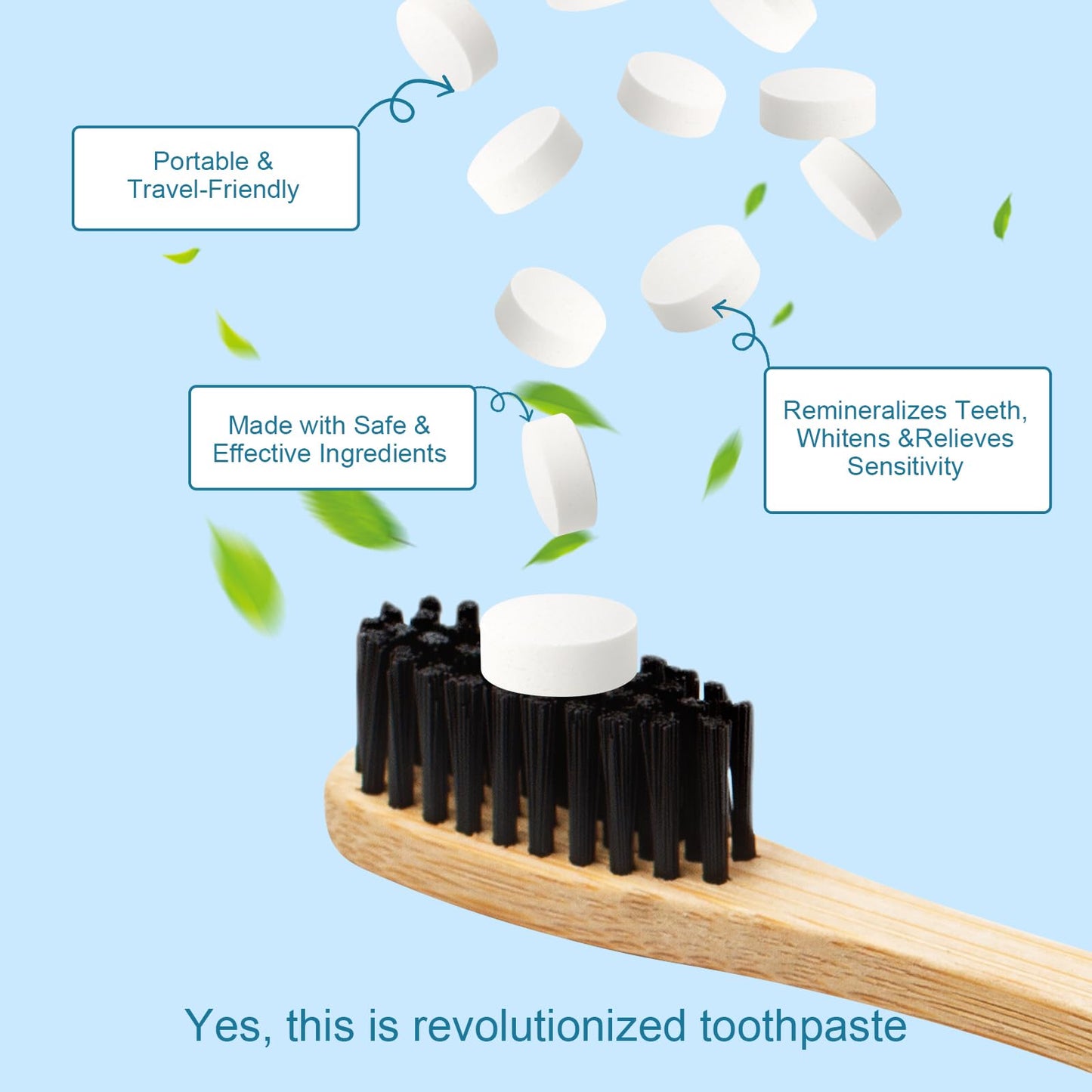 GlorySmile Toothpaste Tablets – Nano Hydroxyapatite with Probiotics, Fluoride-Free, Plastic-Free, Mint – 62ct Eco & Travel Friendly