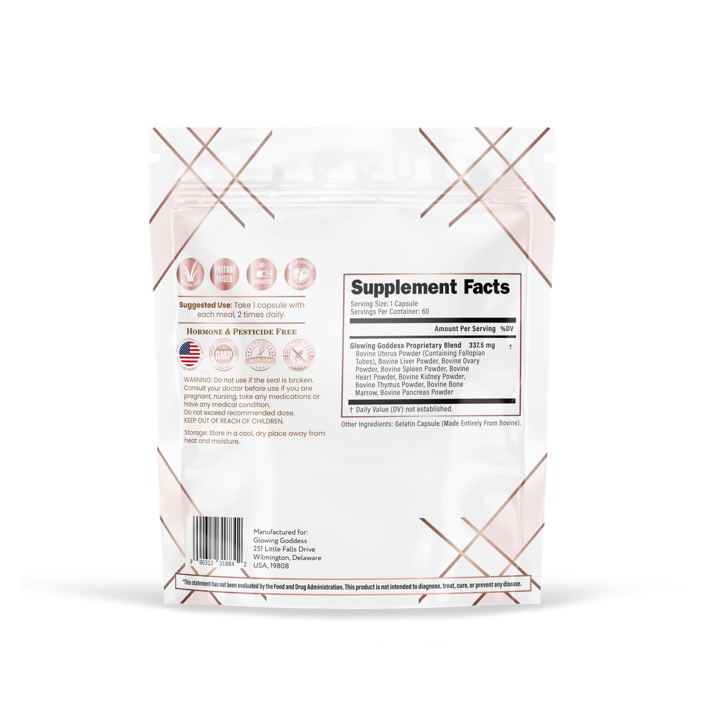 Glowing Goddess Beef Organ Superfood Capsules – 10 Organs, 100% Grass-Fed & Finished
