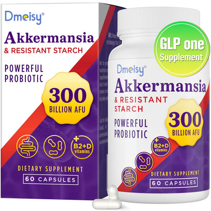 Dmeisy Akkermansia Probiotic - 300 Billion AFU, 60 Count | Gut Health & Immune Support