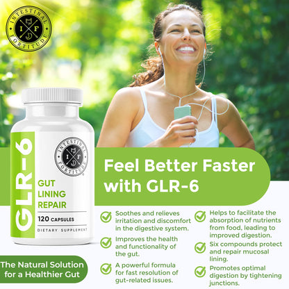 Intestinal Fortitude GLR-6 – Vegan Gut Lining Repair Supplement with L-Glutamine, Slippery Elm, Marshmallow