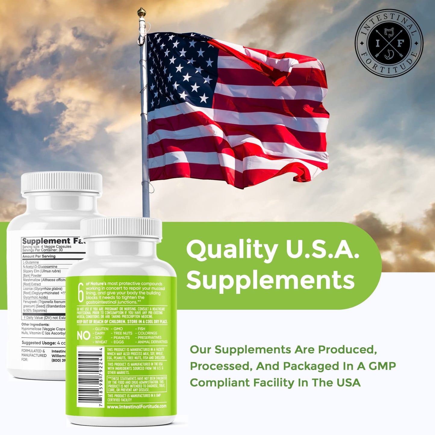 Intestinal Fortitude GLR-6 – Vegan Gut Lining Repair Supplement with L-Glutamine, Slippery Elm, Marshmallow