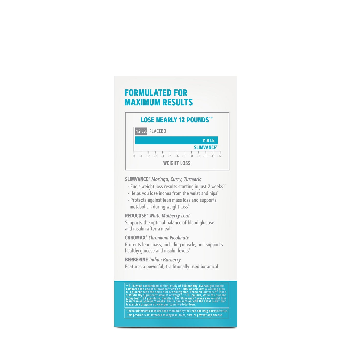 GNC Total Lean GlucaTrim - Caffeine Free Weight Loss - 120 Capsules, 60 Servings