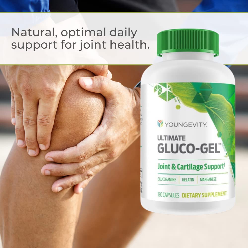 Youngevity Ultimate Gluco-Gel - Gelatin, Glucosamine & Manganese for Joints | 240 Capsules | 4-Bottle Pack