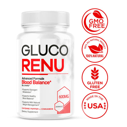 (3 Pack) Gluco Renu Capsules – Premium GlucoRenu Supplement, 90 Capsules