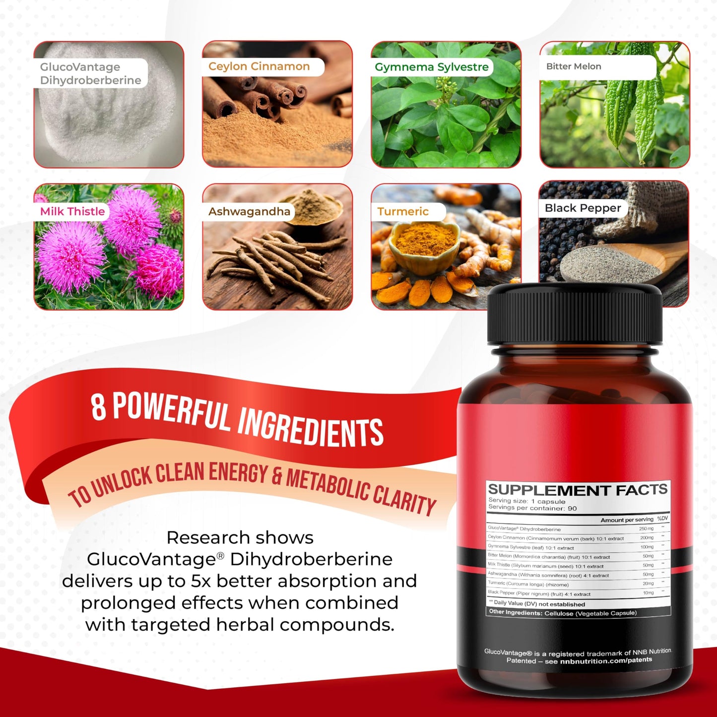 8 in 1 Dihydroberberine Supplement – Digestive Support & Immunity (90 Count)