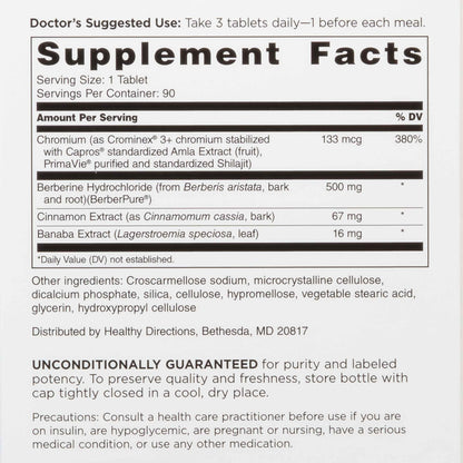 DOCTORS' PREFERRED GlucoGold with Berberine, Cinnamon, Chromium & Banaba Leaf – 90 Tablets
