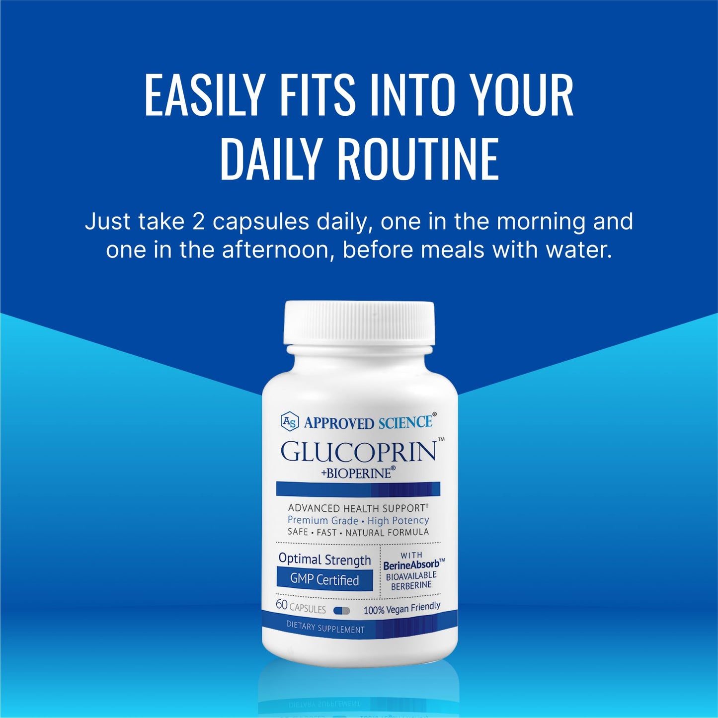 Approved Science Glucoprin – 250 mg Berberine, Mulberry, Cinnamon, BioPerine – Non-GMO, Made in USA – 3-Pack, 60 Vegan Capsules per Bottle