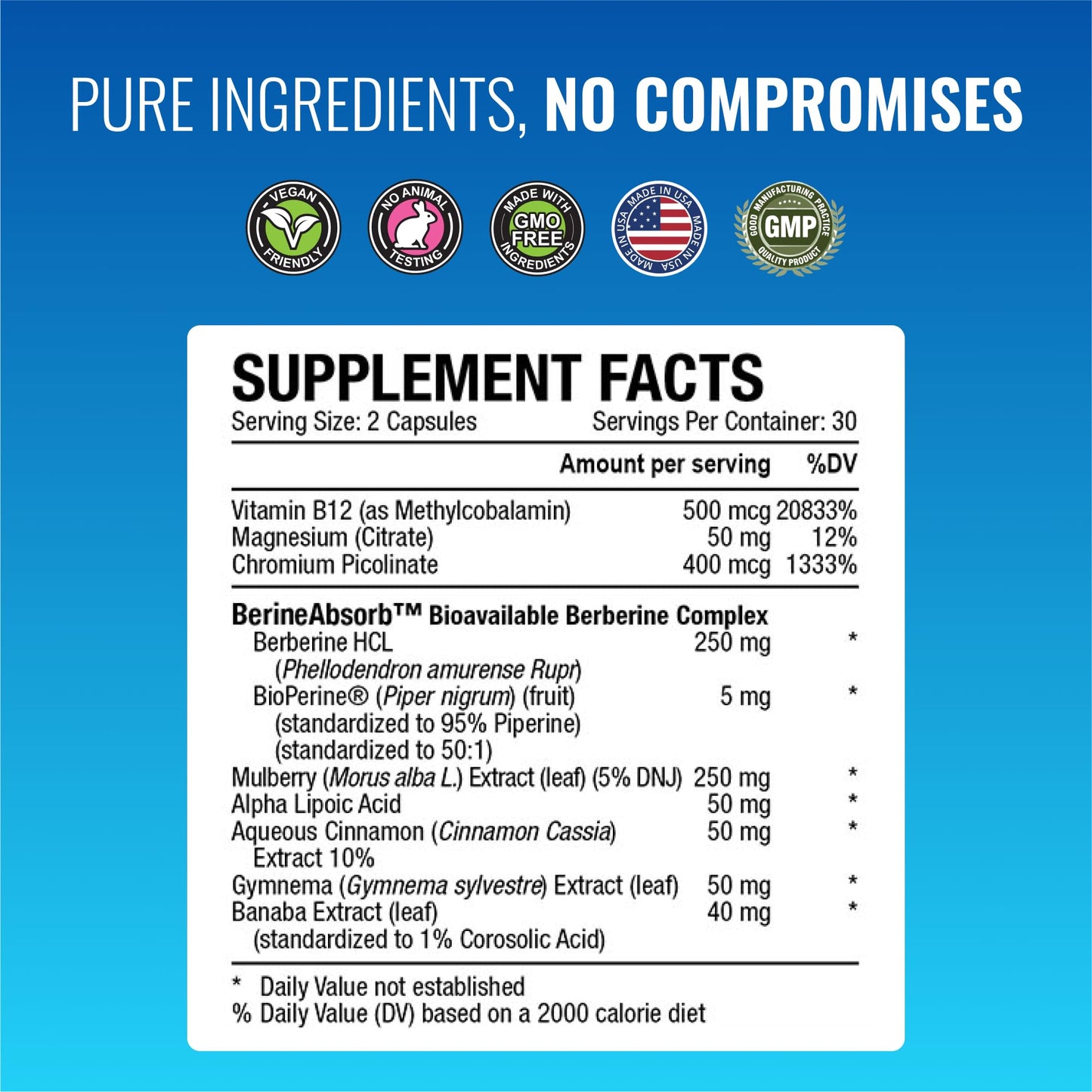 Approved Science Glucoprin – 250 mg Berberine, Mulberry, Cinnamon, BioPerine – Non-GMO, Made in USA – 3-Pack, 60 Vegan Capsules per Bottle