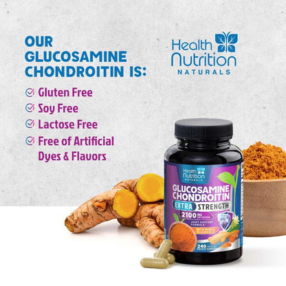 Glucosamine Chondroitin 2100mg – 3X Strength Joint Support (60 Capsules) – USA Bottled