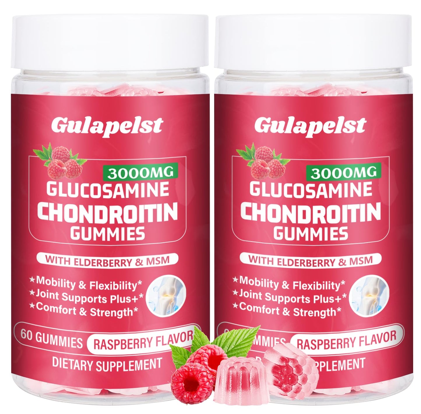 2 Packs 3000MG Glucosamine Chondroitin Gummies – Extra Strength Joint Health, MSM & Elderberry | 120 Gummies