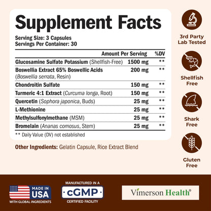 Glucosamine Chondroitin MSM – Joint Support 1500 mg for Women & Men, 2-Pack