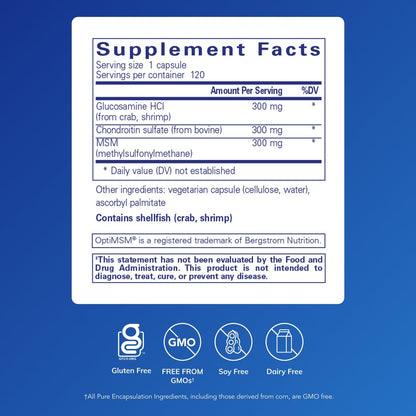 Pure Encapsulations Glucosamine Chondroitin with MSM – Joint Health Support, Gluten-Free & Non-GMO – 120 Capsules