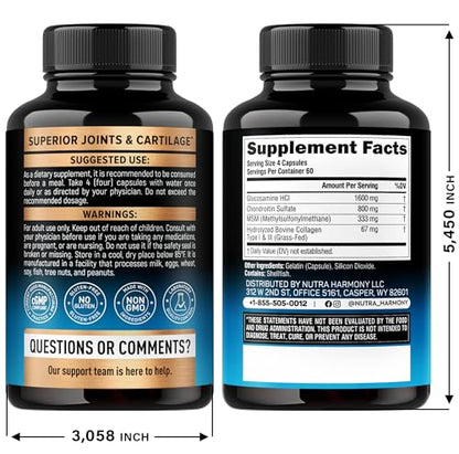 Glucosamine Chondroitin MSM Collagen – Joint Support (240 Caps) | Made in USA