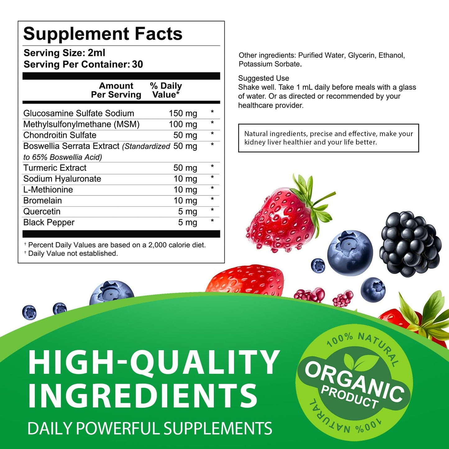 Love Life Supplements Glucosamine Chondroitin MSM Liquid Drops — High Absorption for Joints