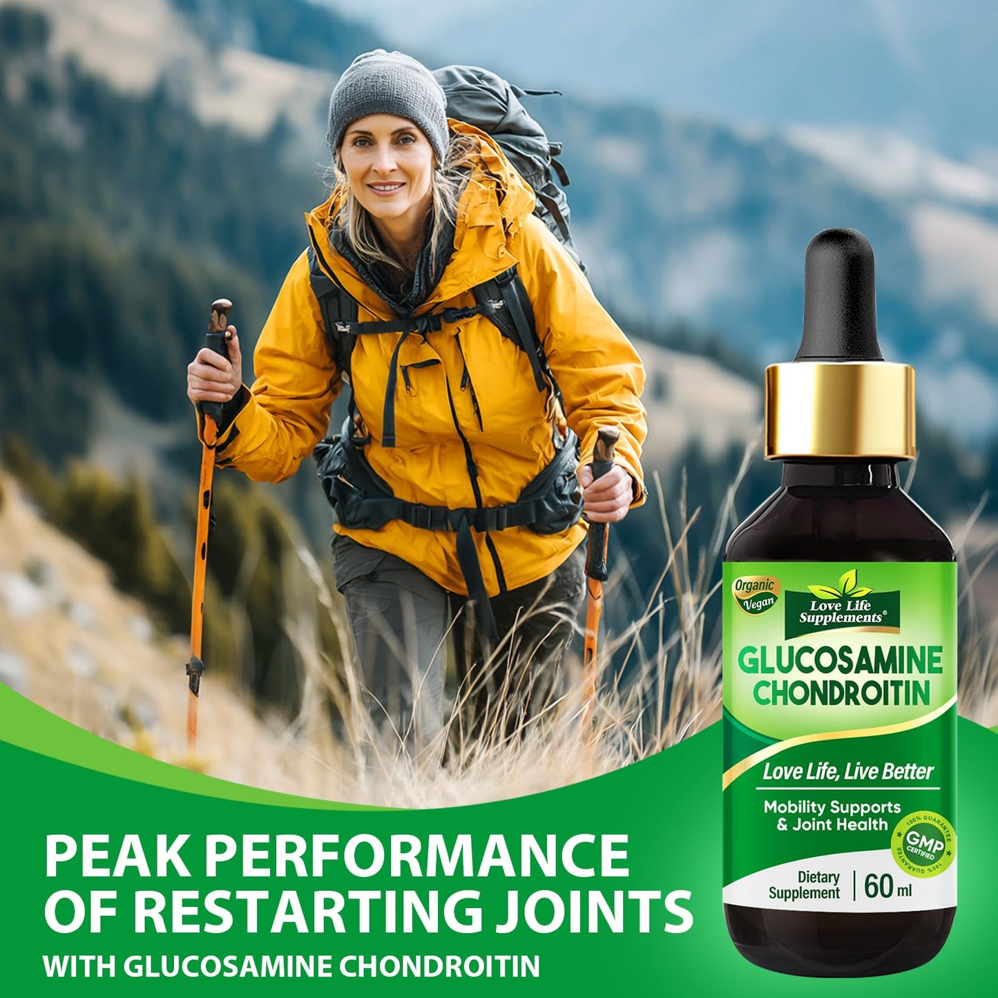 Love Life Supplements Glucosamine Chondroitin MSM Liquid Drops — High Absorption for Joints