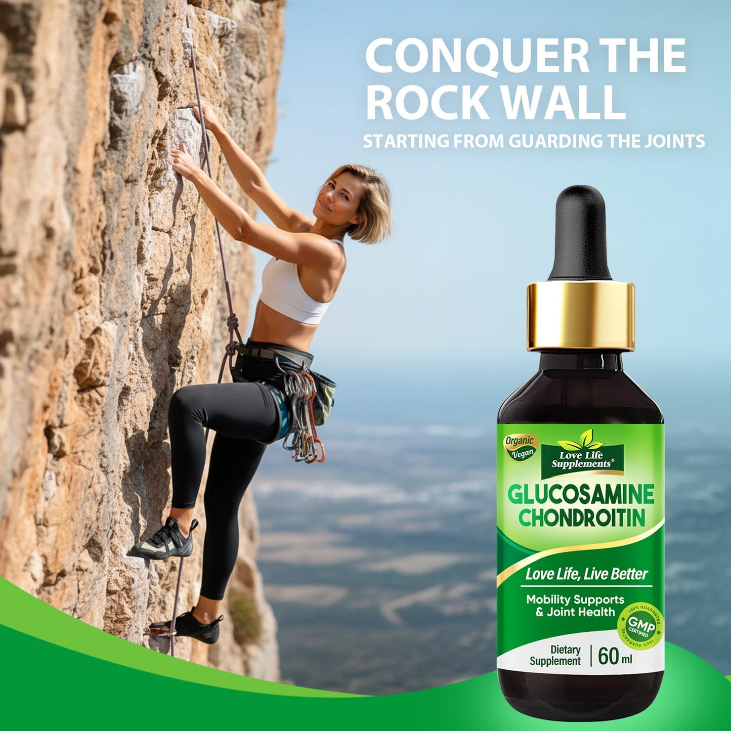 Love Life Supplements Glucosamine Chondroitin MSM Liquid Drops — High Absorption for Joints