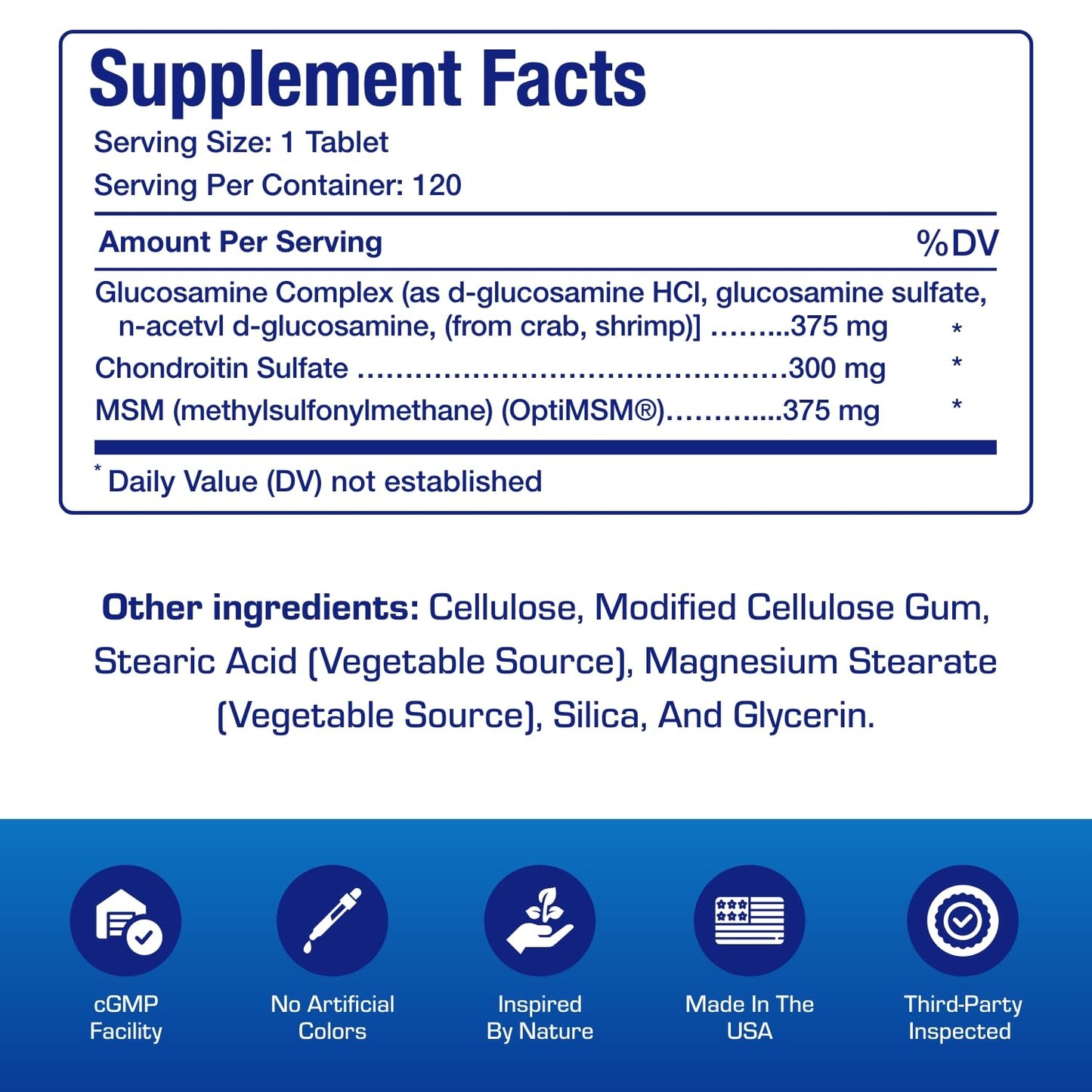 High Absorption Glucosamine Chondroitin MSM – 120 Servings | USA Made