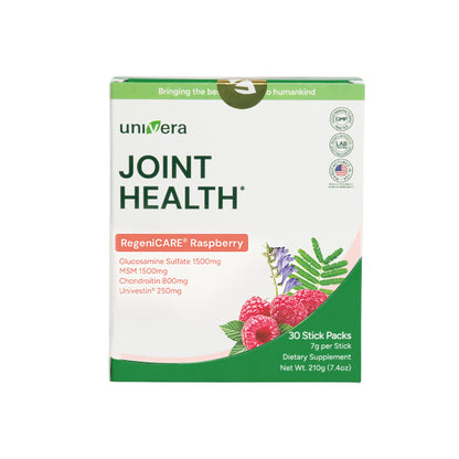 Univera Glucosamine, Chondroitin, MSM with Univestin – Raspberry Joint Support Powder Drink Mix | 30-Day Supply (7g x 30 Sticks)