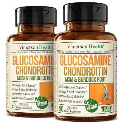 Glucosamine Chondroitin MSM – Vegan Joint Support with Glucosamine Sulfate 1500 mg | 2 Pack