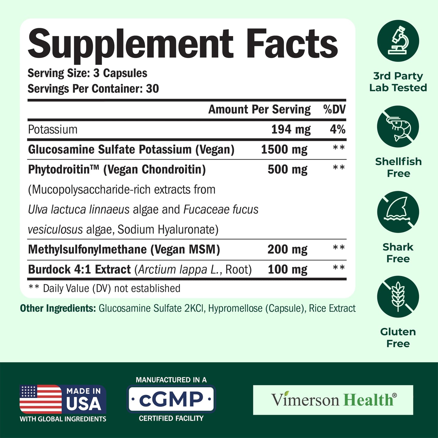 Glucosamine Chondroitin MSM – Vegan Joint Support with Glucosamine Sulfate 1500 mg | 2 Pack
