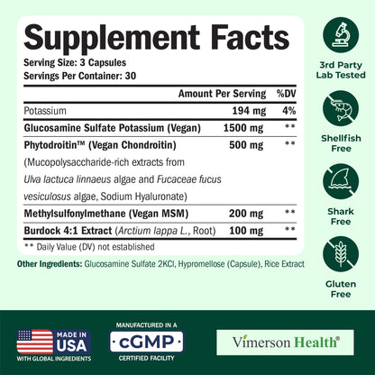 Glucosamine Chondroitin MSM – Vegan Joint Support with Glucosamine Sulfate 1500 mg | 2 Pack