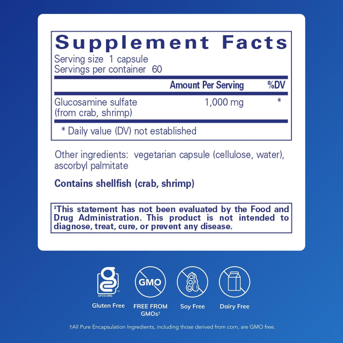 Pure Encapsulations Glucosamine Sulfate 1000 mg | Joint Support, Cartilage Health & Connective Tissue | 60 Capsules