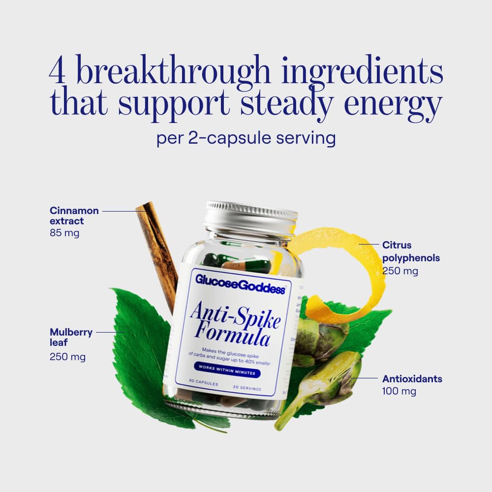 Anti-Spike Formula by The Glucose Goddess - Supports Healthy Blood Sugar Within Normal Range | Vegan | Gluten-Free | 60 Capsules