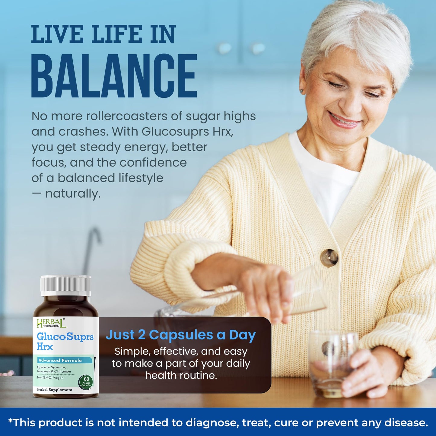 GlucoSuprs Hrx - Herbal Blend with Gymnema, Cinnamon & More | 60 Capsules