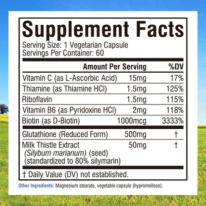 Innate Vitality Glutathione 500mg – Reduced Glutathione with Milk Thistle, Vitamin C, B Complex | 60 Capsules