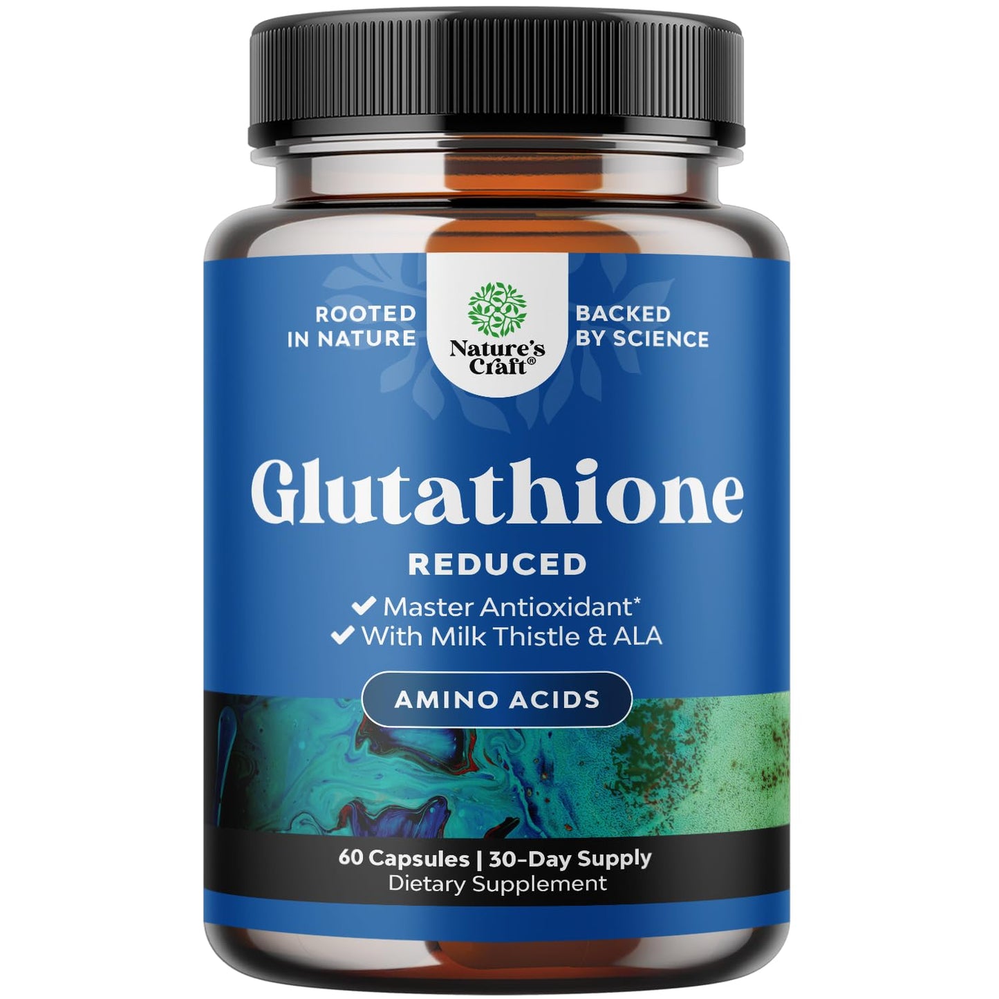 Reduced Glutathione + Milk Thistle 1000mg - Skin Radiance, Liver & Immune Support | 60 Count