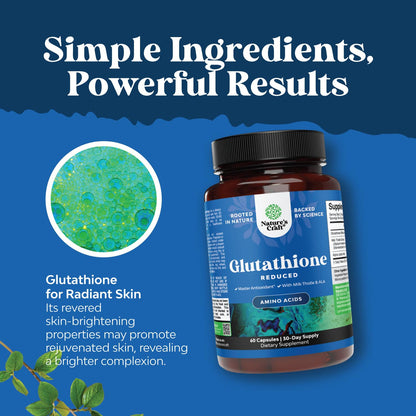 Reduced Glutathione + Milk Thistle 1000mg - Skin Radiance, Liver & Immune Support | 60 Count