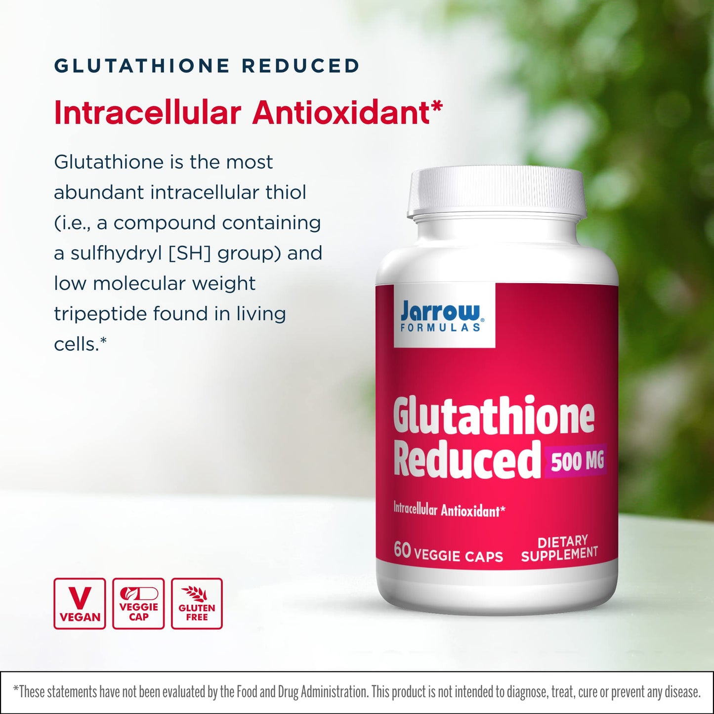 Jarrow Formulas Glutathione Reduced 500 mg – 60 Capsules (Pack of 2)