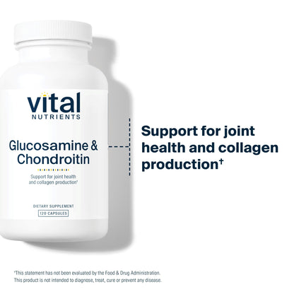 Vital Nutrients Glucosamine & Chondroitin – Joint Support, Cartilage Health, 120 Capsules | Gluten, Dairy, Soy Free | Non-GMO