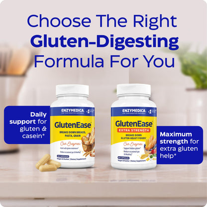 Enzymedica GlutenEase — Fast-Acting Digestive Enzymes for Gluten & Casein, 120 Capsules