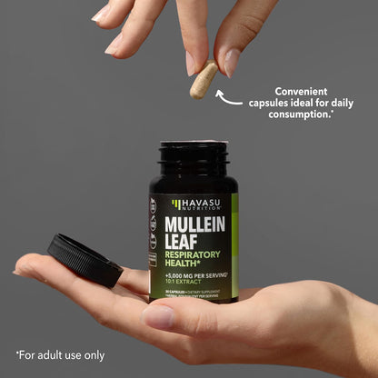 Mullein Leaf Capsules 5000mg 10:1 – Lung Support & Immune Function (30 Count) – Vegan, Non-GMO