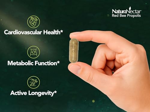 NaturaNectar Red Bee Propolis Capsules – NSF Certified, Gluten-Free (60pcs)