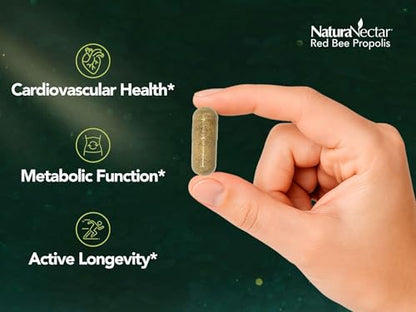 NaturaNectar Red Bee Propolis Capsules – NSF Certified, Gluten-Free (60pcs)