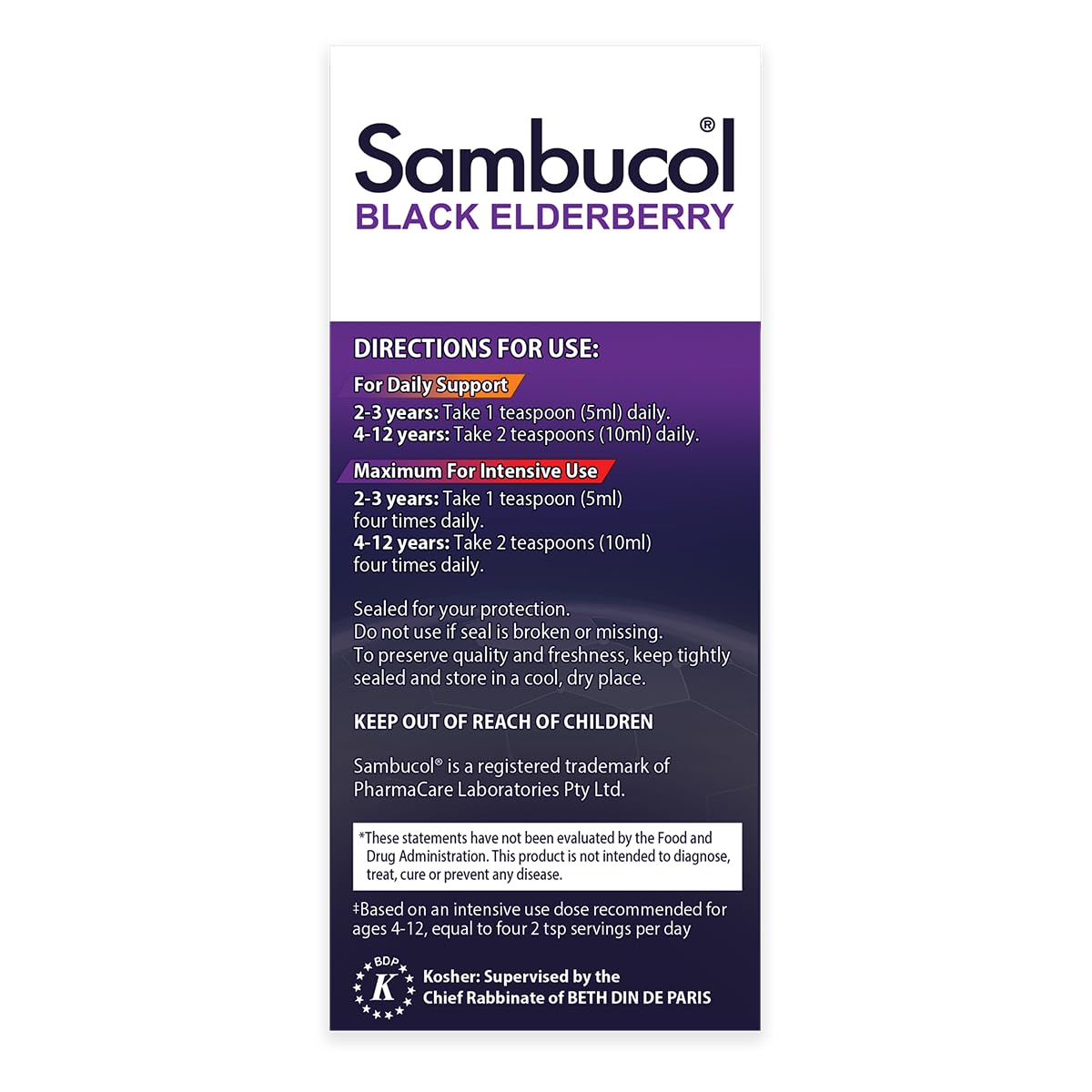 Sambucol Black Elderberry Syrup for Kids – Immune Support & Vitamin C, 4 oz