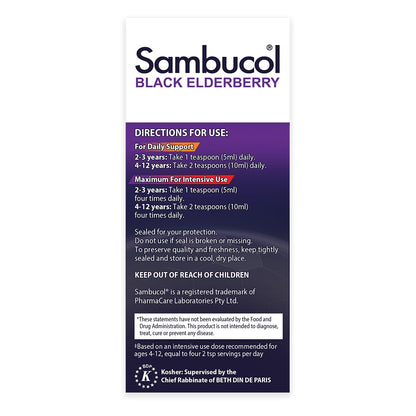 Sambucol Black Elderberry Syrup for Kids – Immune Support & Vitamin C, 4 oz